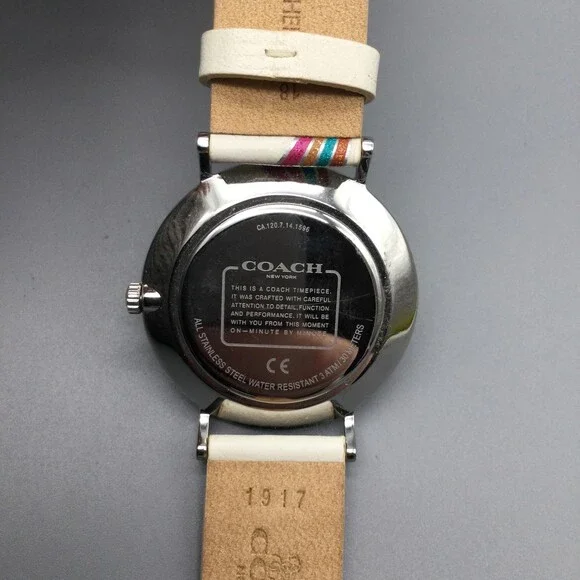 Coach Perry Womens Watch 36mm Leather Rainbow Star CA.120.7.14.1596 New Battery - Picture 13 of 15